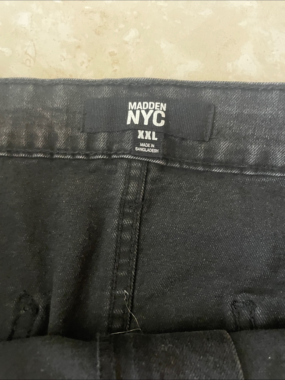 Women's Black Denim Mini Skirt with Front Panels - Picture 3 of 7